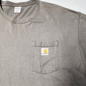 Vintage 90s Carhartt 1996 K87 XL Thrashed Pocket T Shirt Faded Gray Distressed